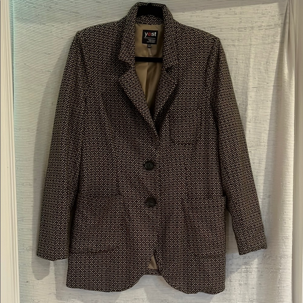 Black and Brown Checkered Blazer with Notched Lapels